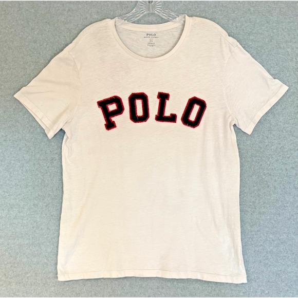 Polo Ralph Lauren Custom Fit Distressed Puffy Logo T-Shirt Large Single Stitch - Picture 1 of 8